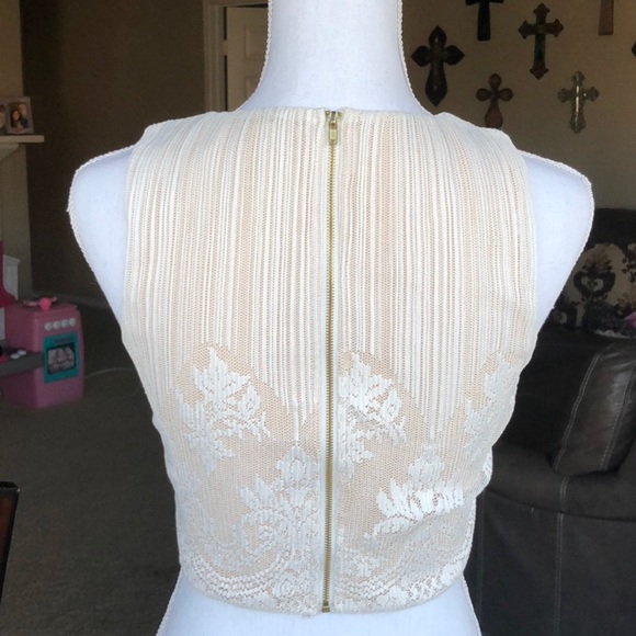 Lace Crop Top Cream & Tan Wedding - Picture 6 of 8